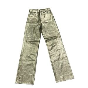 NEW Baykan denim Holly High‎ Rise Long Straight Metallic 28 ( free people)